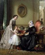 Josephus Laurentius Dyckmans La Fete de la Grandmere oil painting artist